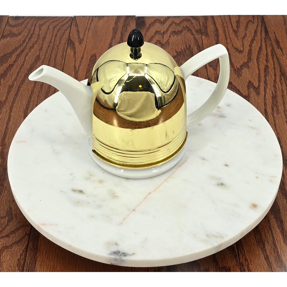 Mid Century Hall China Teapot w Metal Cozy Forman Family Inc USA MCM